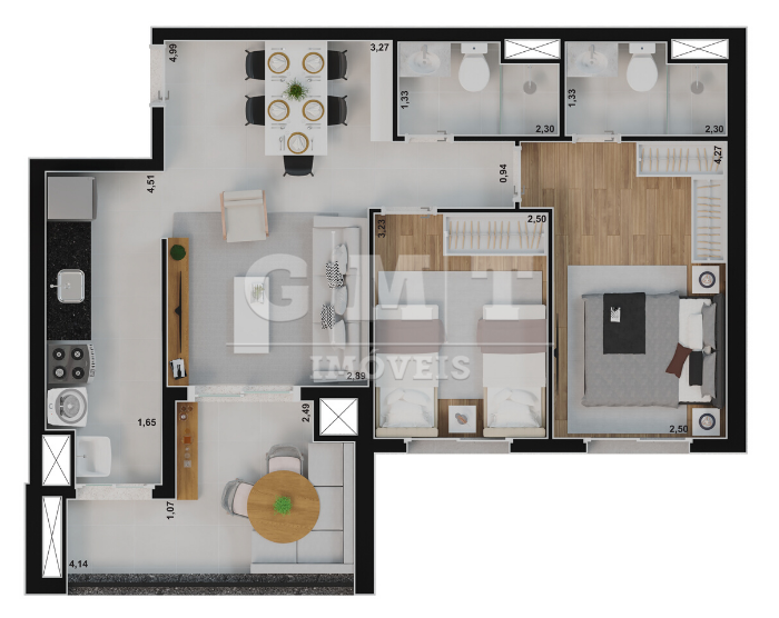 Apartamento à venda com 2 quartos, 69m² - Foto 2